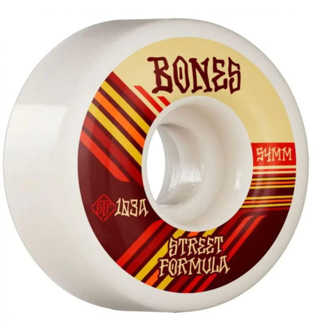 Bones Retros 103A V4 Wide STF Skateboard Wheels - White 54mm