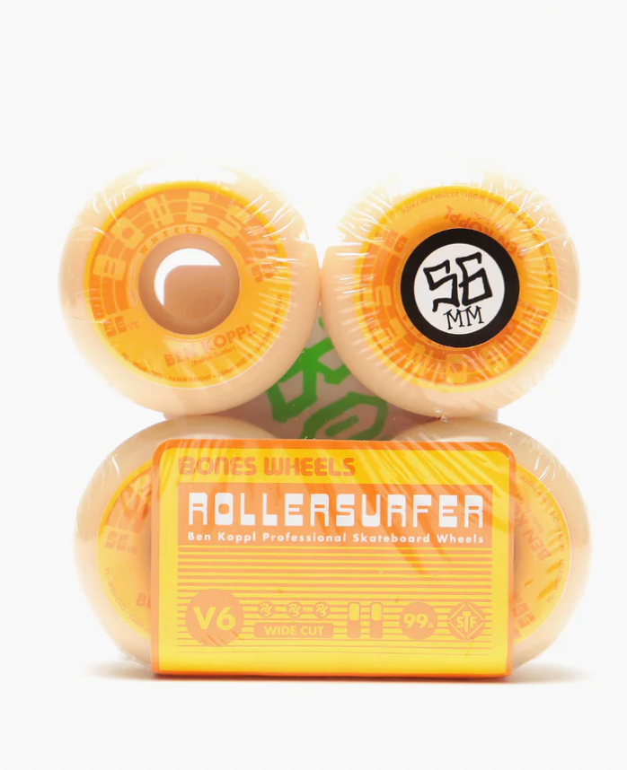 Bones Koppl Rollersurfer V6 Wide-Cut Stf 99A Skateboard Wheel - 56Mm