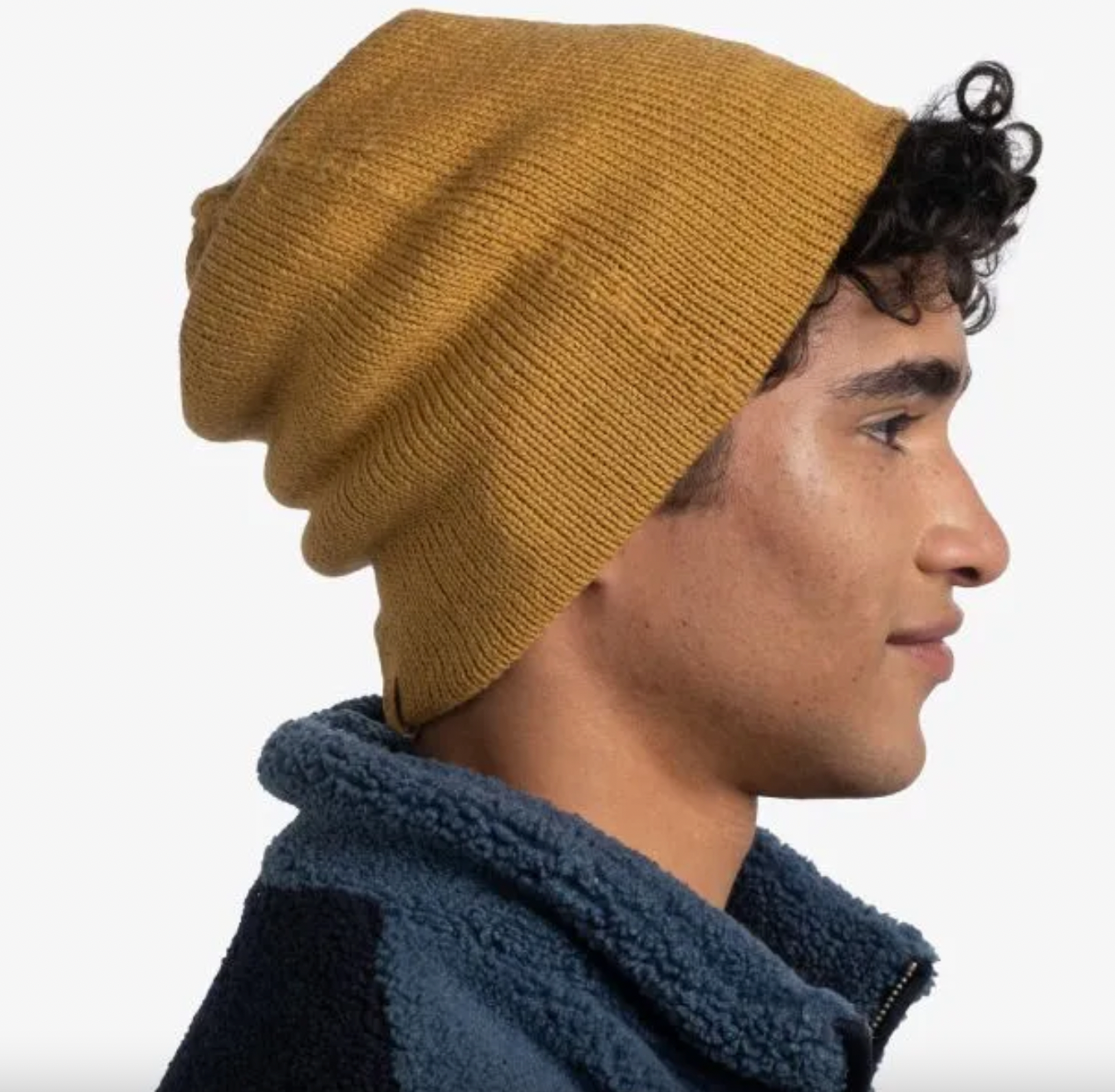 Buff Knitted Beanie Jarn Ocher