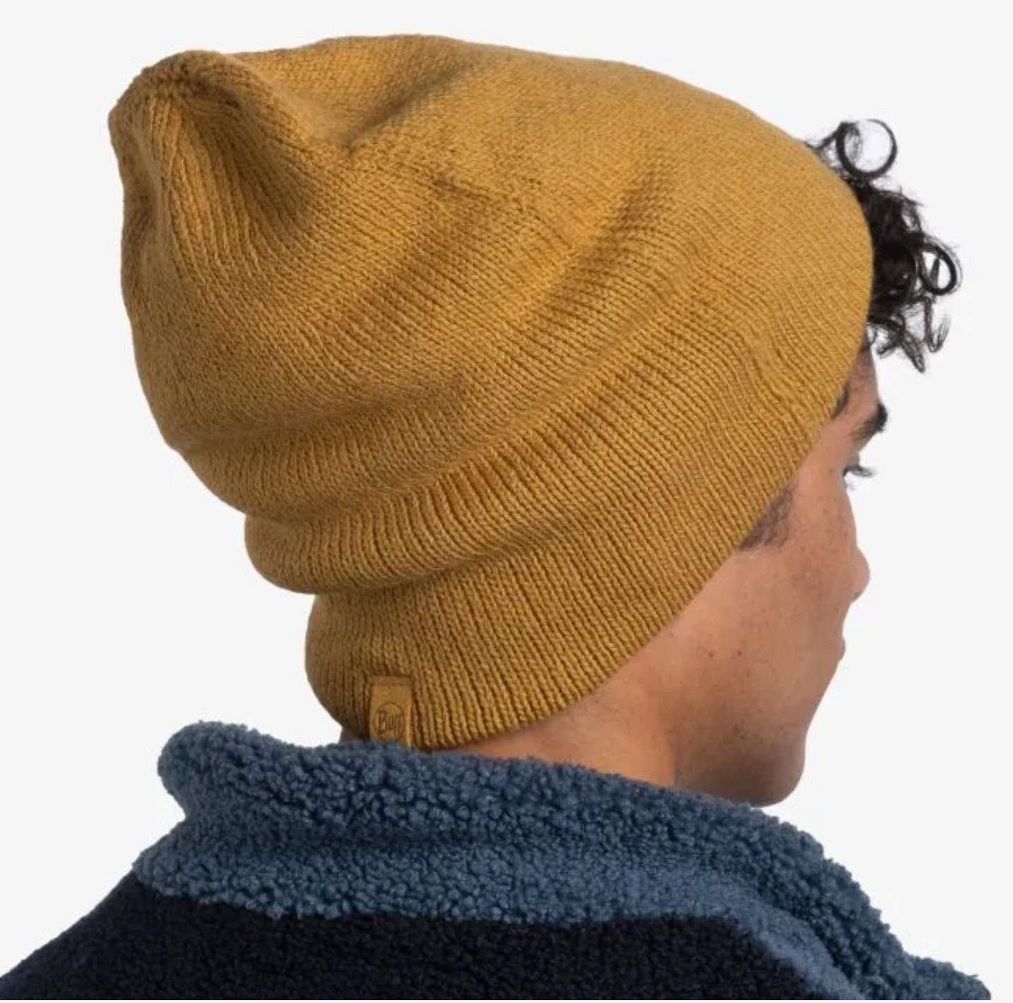 Buff Knitted Beanie Jarn Ocher