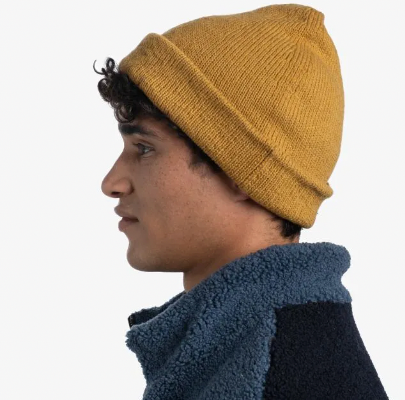 Buff Knitted Beanie Jarn Ocher