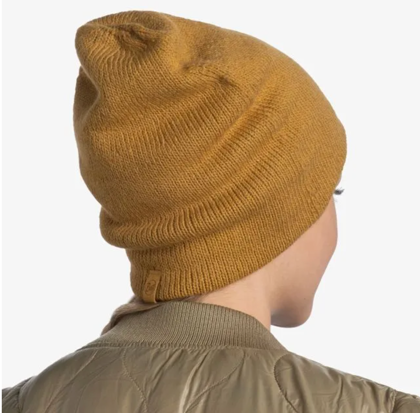 Buff Knitted Beanie Jarn Ocher