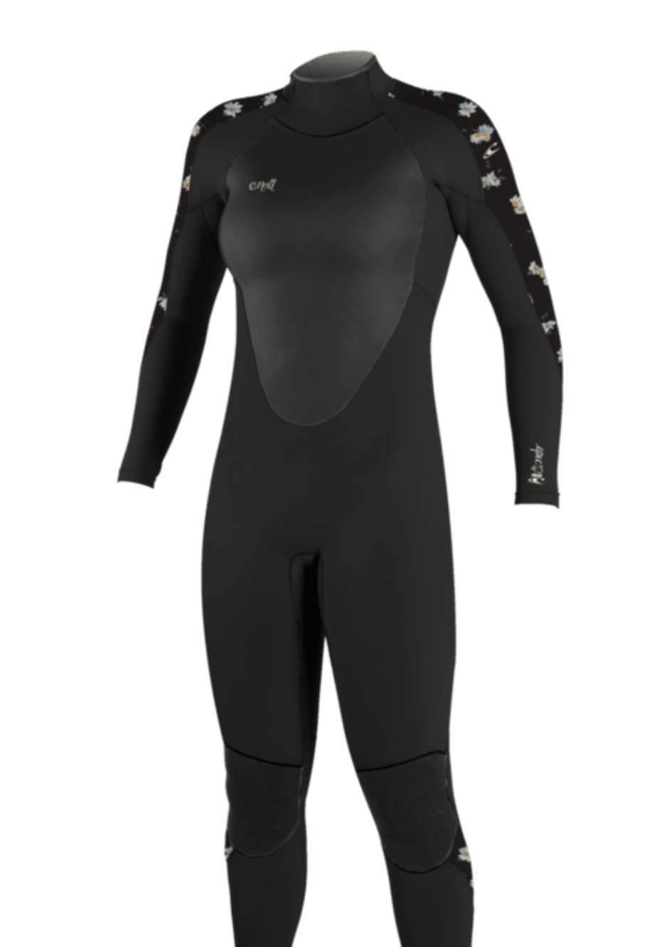 O'NEILL EPIC 4/3MM WOMENS BACK ZIP WETSUIT - BLACK/ CINDY/DAISY 4214==SALE==