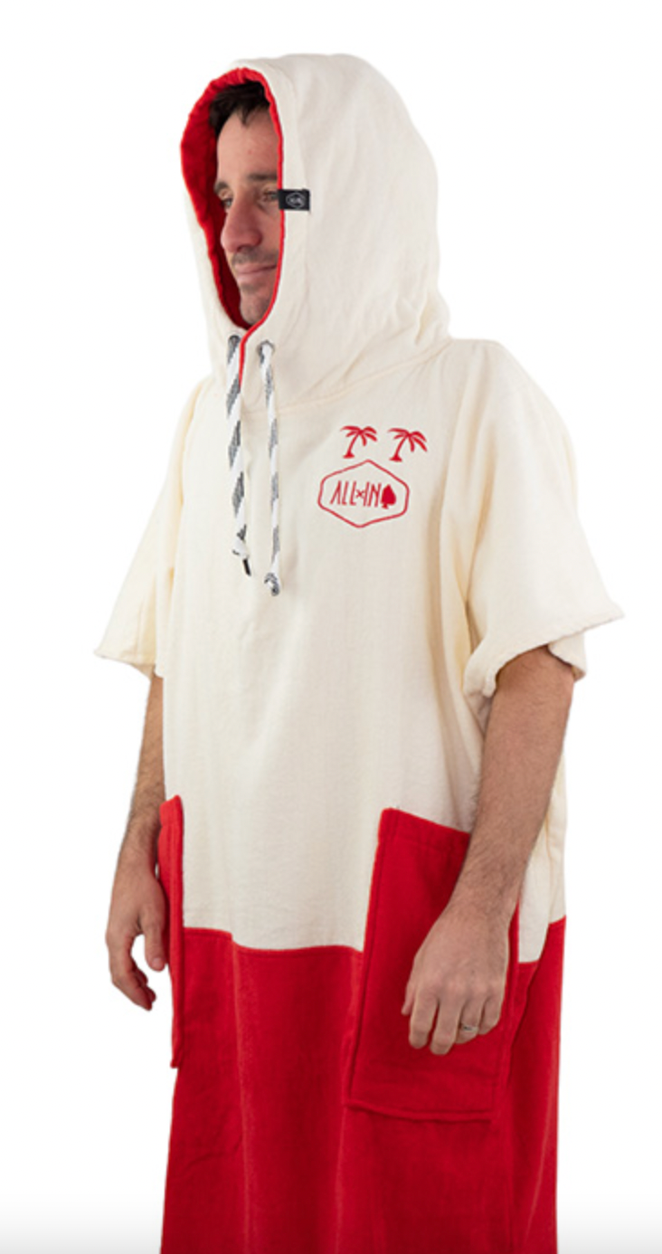 ALL IN  Beach Poncho – – Welcome Red-