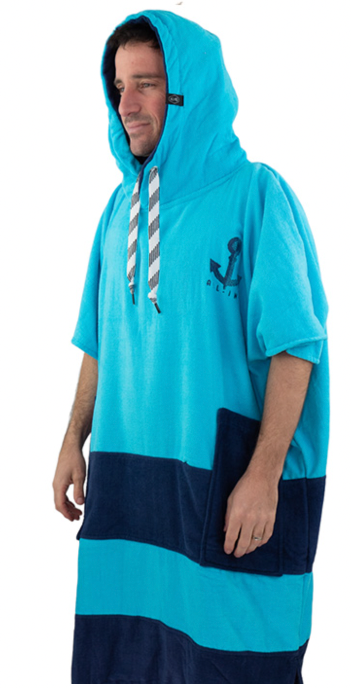 ALL -IN ROBE Surf, Swim and Beach Poncho – Men – Turquoise Navy